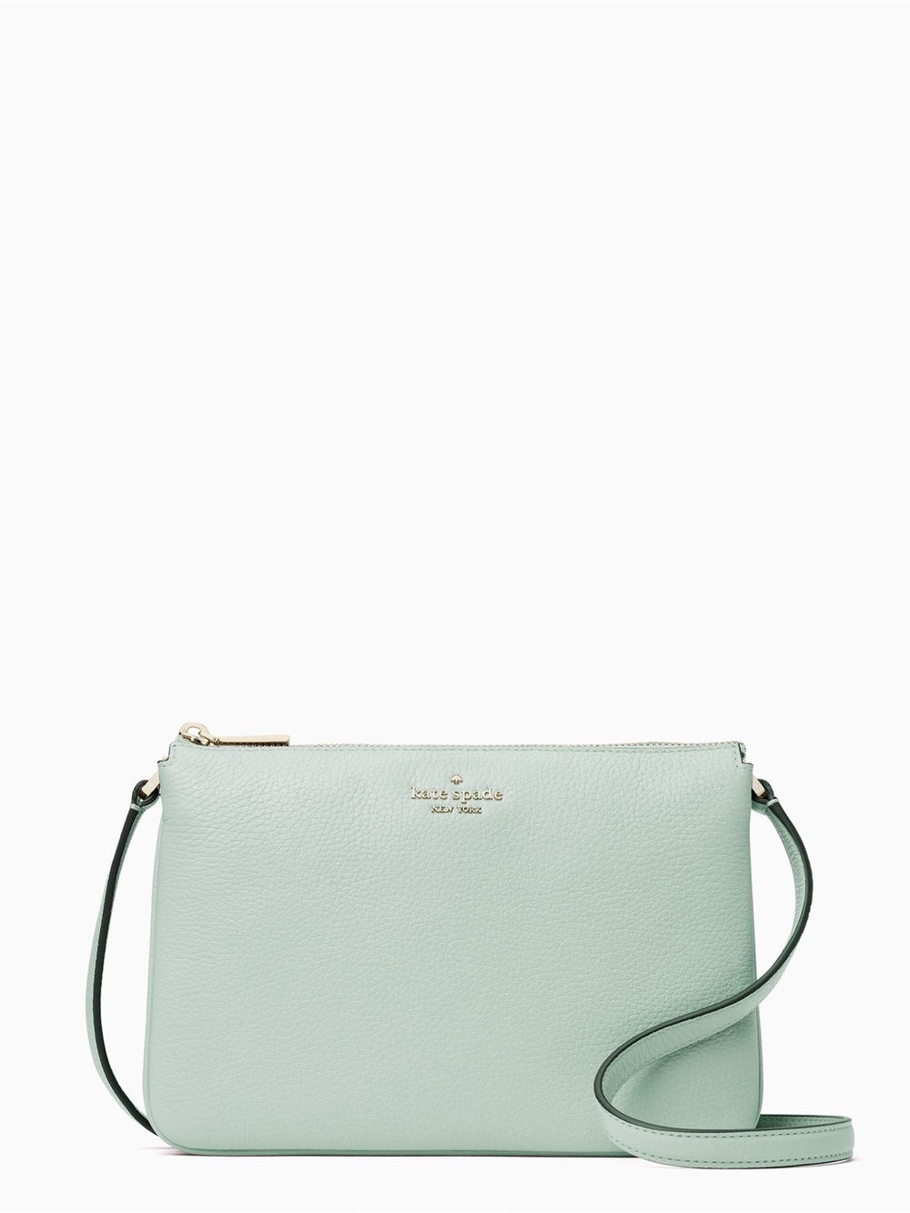 ♠️Kate Spade Leila Pebbled Leather Triple Gusset Crossbody Bag Pistachio Green